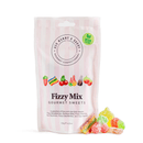 Pink package of Fizzy Mix gourmet sweets with colourful jegummyly sweets.