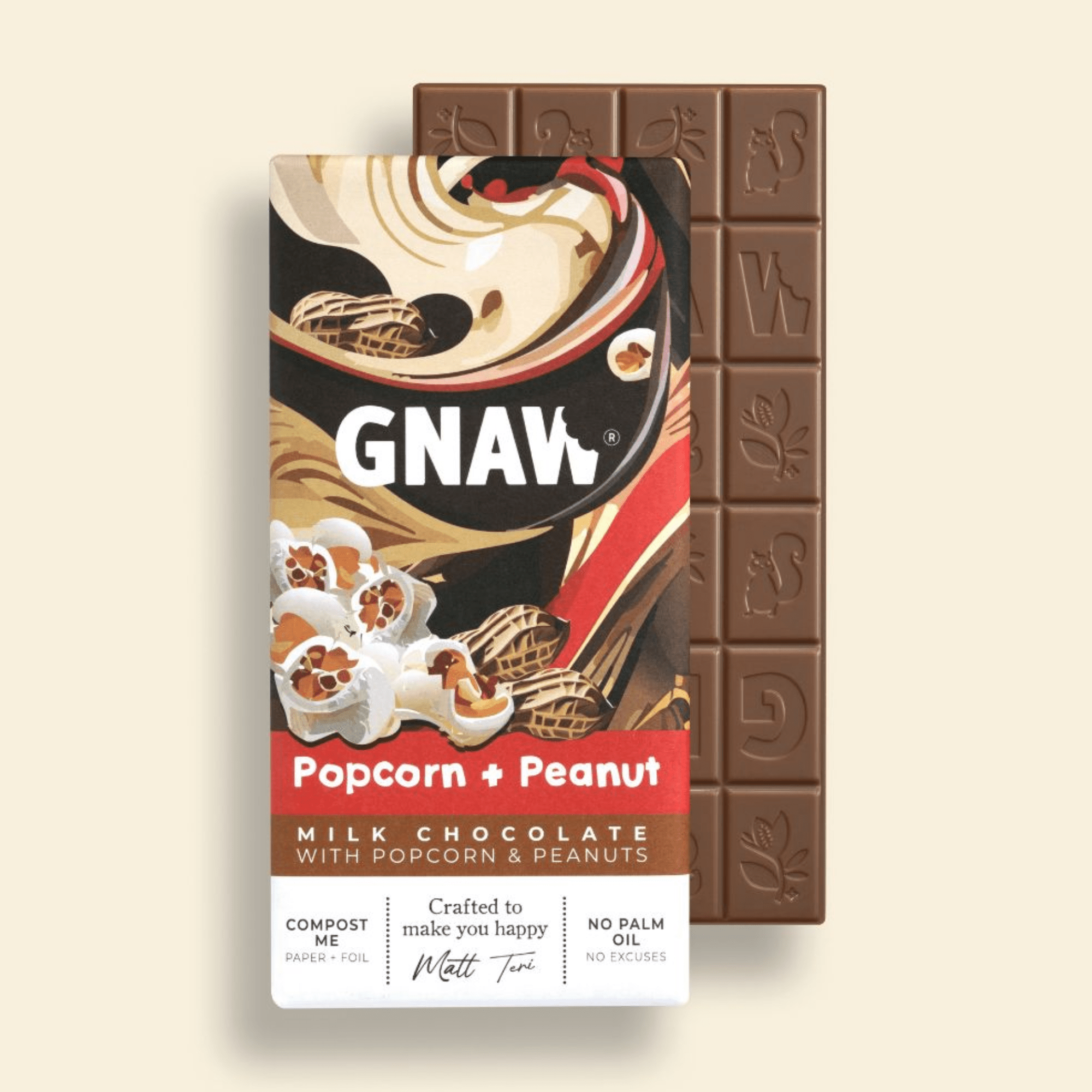 GNAW Popcorn & Peanut Milk Chocolate Bar