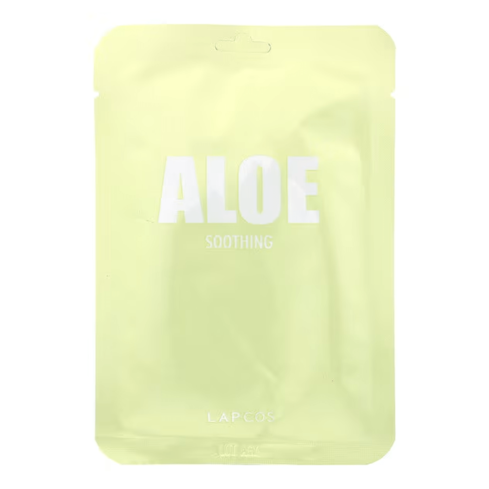Aloe vera soothing sheet mask in green packaging.