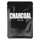 Charcoal Lapcos sheet mask for pore care in black packaging and white text.
