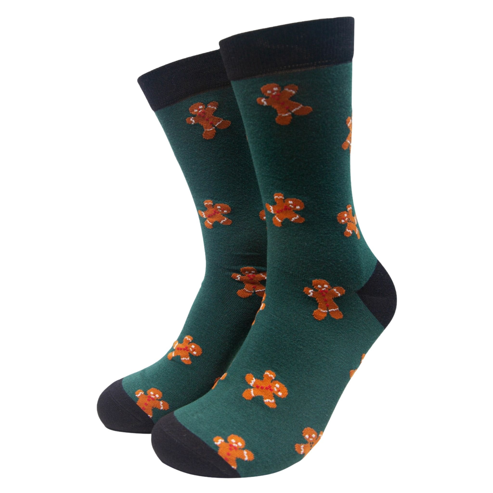 Green Men's Gingerbread Print Socks