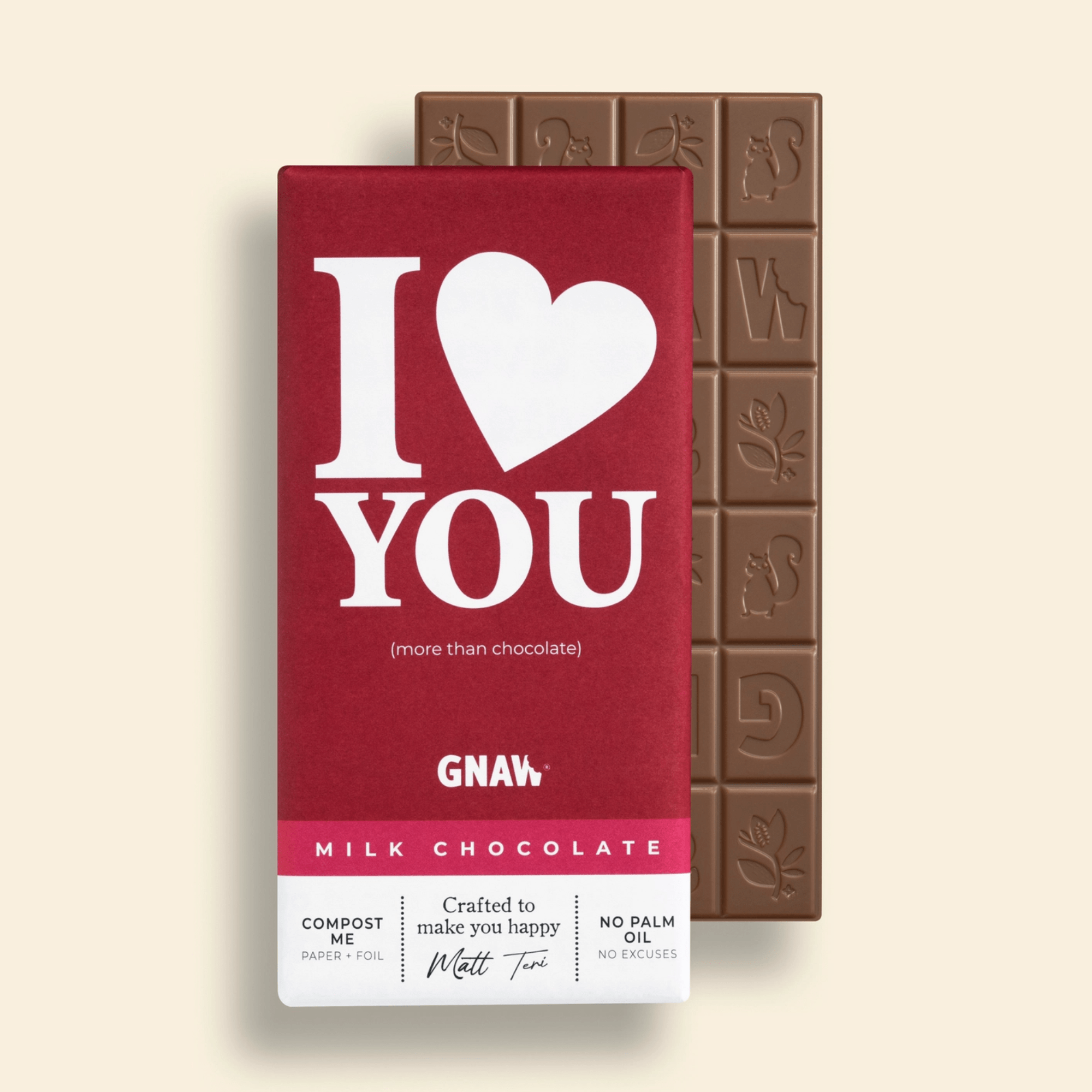 GNAW ‘I Love You’ Milk Chocolate Bar