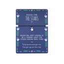 Bracelet with star charm on a blue card with motivational text saying reach for the stars.