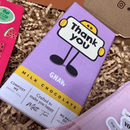 Milk chocolate bar with 'Thank you' design in a letterbox gift box